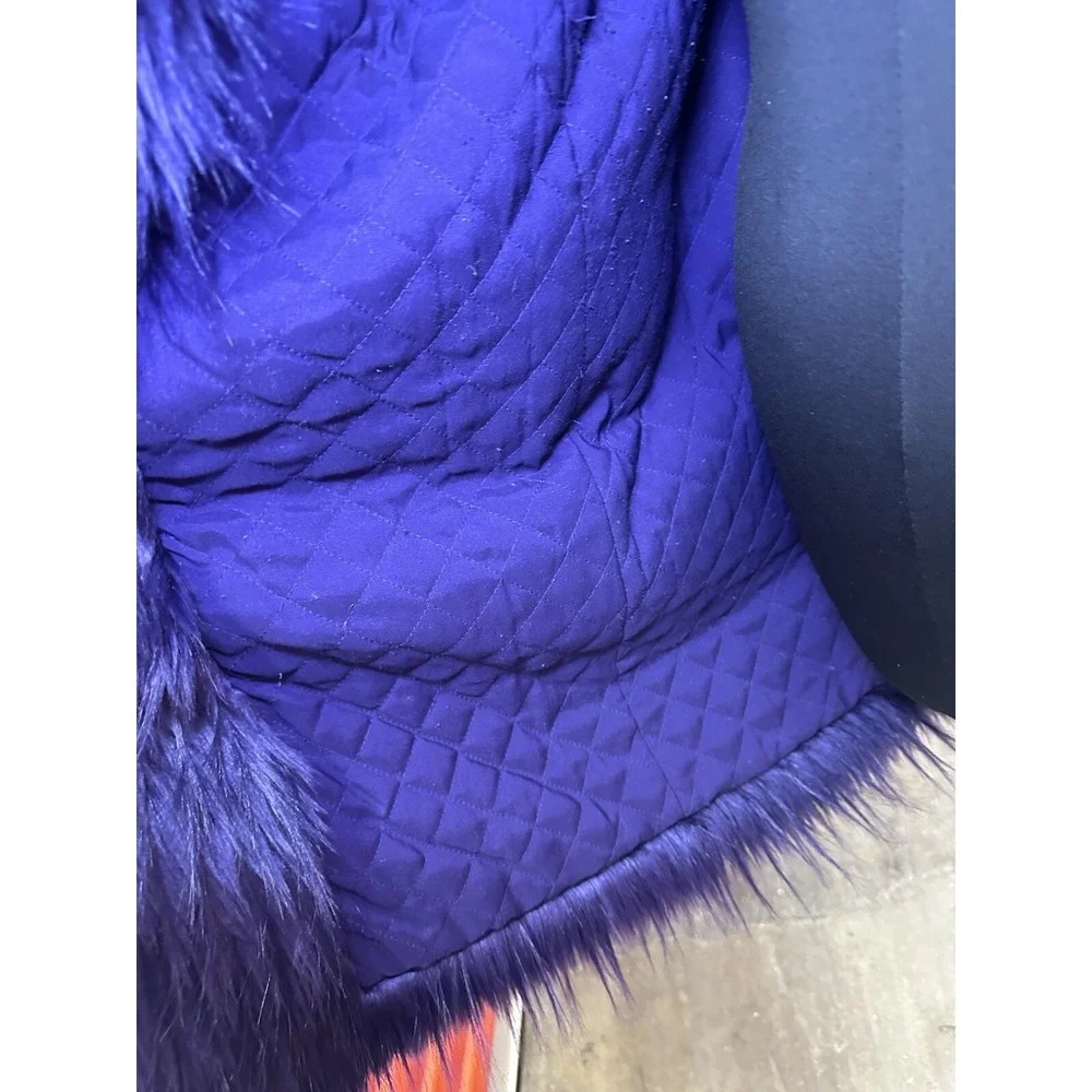 MICHAEL KORS Oversized‎ Belted Faux fur coat Purple Jacket - Size XS